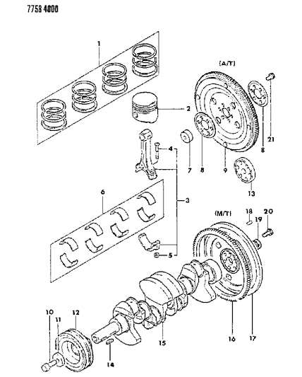 1987 Dodge Colt Crankshaft & Piston Diagram 3