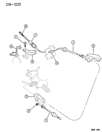 1996 Dodge Caravan Transmission Gearshift Control Cable Diagram for 4641755