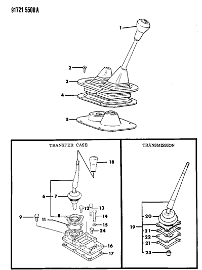 1991 Dodge Ram 50 Controls, Gearshift Diagram 1