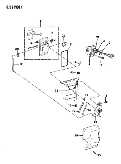 1987 Jeep Wrangler Tailgate Latch Diagram for 55008126