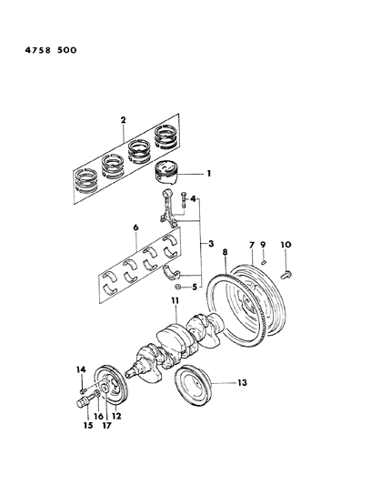 1984 Dodge Conquest Crankshaft & Piston Diagram 3