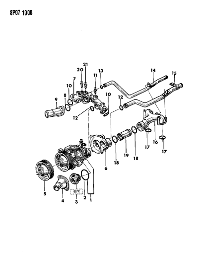 1992 Dodge Monaco Water Pump Assembly Diagram for J1466241