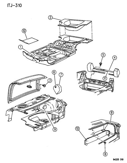 1994 Chrysler LeBaron GTC Carpet & Silencers Diagram