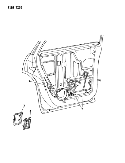1986 Dodge Lancer Wiring & Switches - Rear Door Diagram
