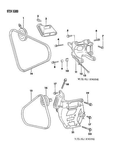 1989 Dodge Raider Mounting - A/C Compressor Diagram