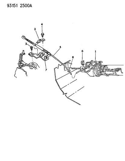 1993 Chrysler LeBaron Controls, Gearshift, Column Shaft Diagram