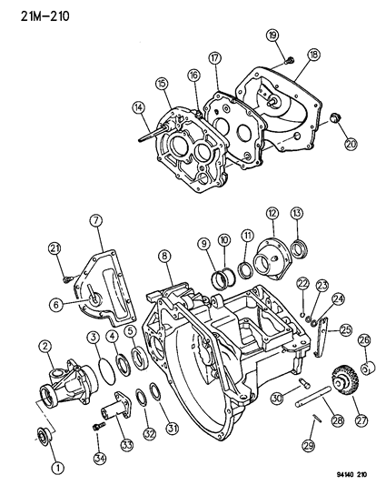 1994 Dodge Shadow Case , Transaxle & Related Parts Diagram 1