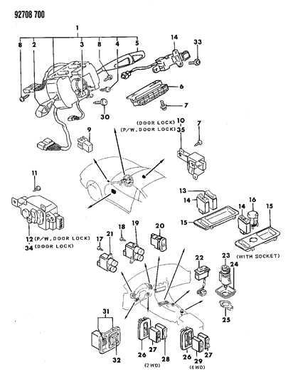 1992 Dodge Stealth Switches & Electrical Controls Diagram 2