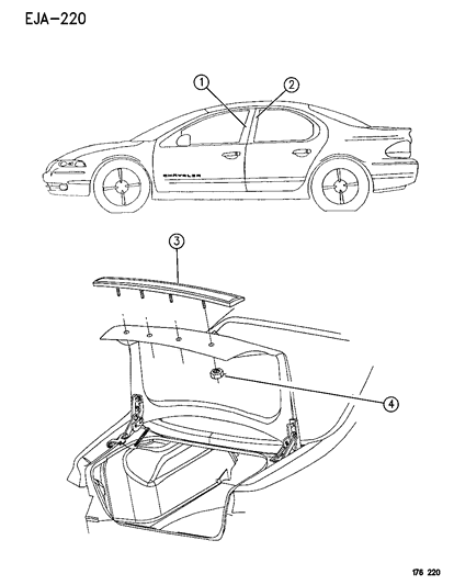 1996 Dodge Stratus APPLIQUE-Rear Door Right Diagram for 4805134