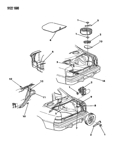 1989 Chrysler LeBaron GTC Jack & Spare Tire Storage Diagram
