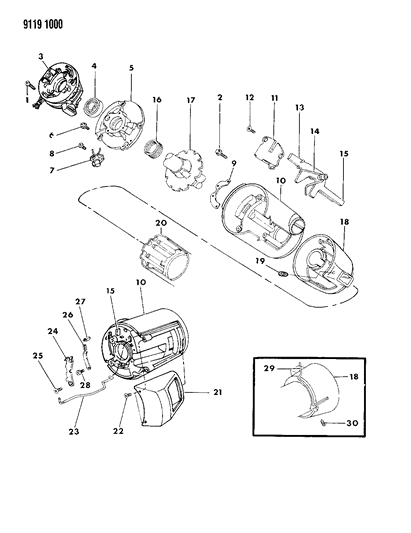 1989 Chrysler New Yorker Column, Steering, Upper Column Shift, Without Tilt Diagram