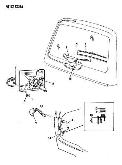 1991 Dodge Caravan Nozzle Lift Gate WPR Arm Diagram for 4389455