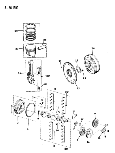 1988 Jeep Wagoneer Crankshaft & Piston Diagram 4