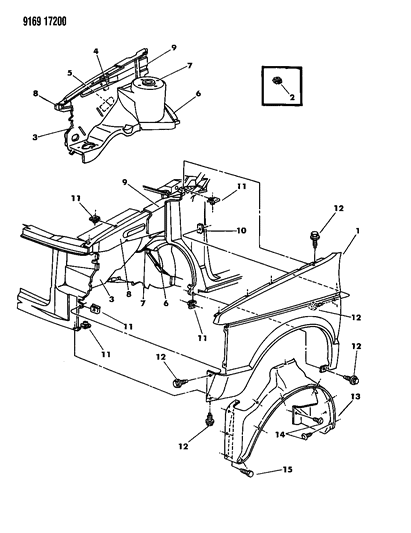 1989 Dodge Grand Caravan Fender & Shield Diagram