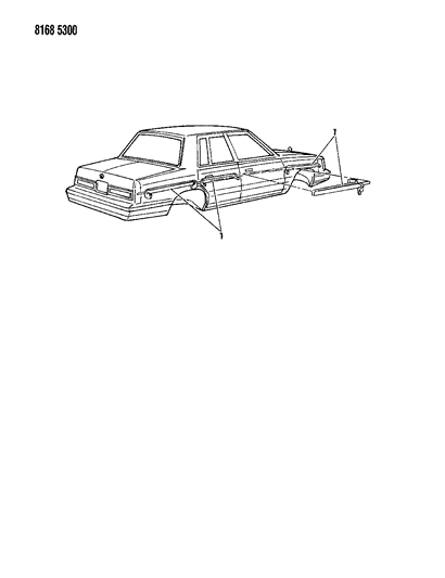 1988 Chrysler Fifth Avenue Tape Stripes & Decals - Exterior View Diagram 2