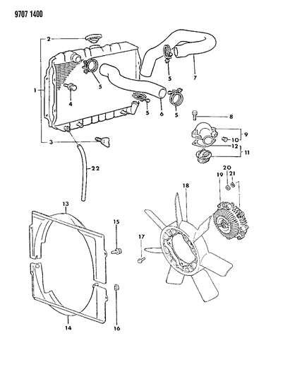 1989 Dodge Raider Radiator & Related Parts Diagram 2