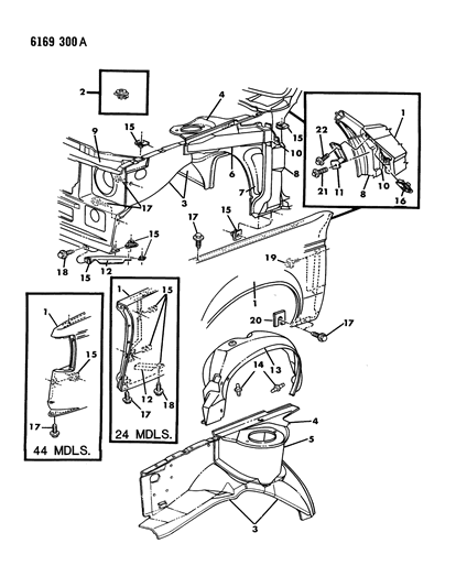 1986 Dodge Charger Fender & Shield Diagram