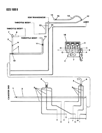 1988 Dodge W250 EGR & Vapor Canister Hose Harness Diagram 2