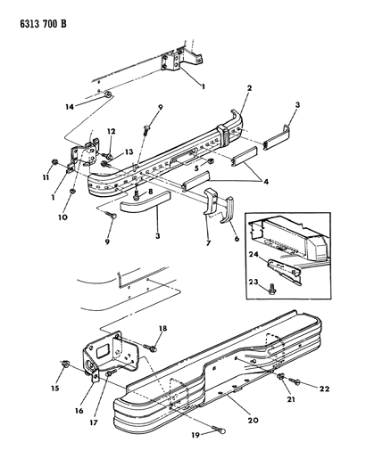 1986 Dodge Ram Van Bumper, Rear Diagram 2