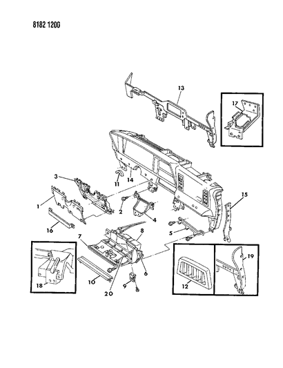 1988 Chrysler LeBaron Instrument Panel W/Passive Restraint Diagram
