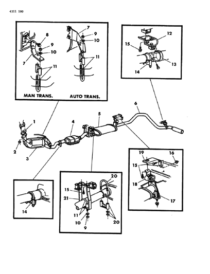 1984 Dodge Ram Wagon Exhaust System Diagram 1