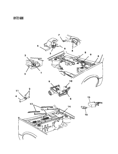 1988 Chrysler LeBaron Windshield Wiper & Washer System Diagram