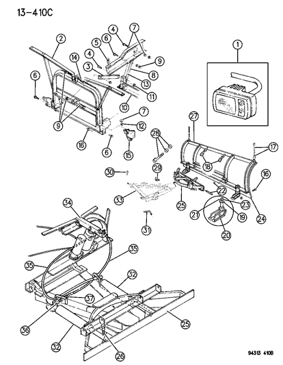 1994 Dodge Dakota Snow Plow & Attaching Parts Diagram