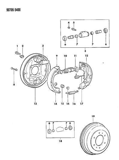 1990 Dodge Ram 50 Brake, Rear Drum Diagram