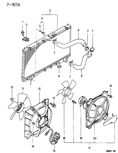 1995 Dodge Avenger Radiator & Related Parts Diagram 2