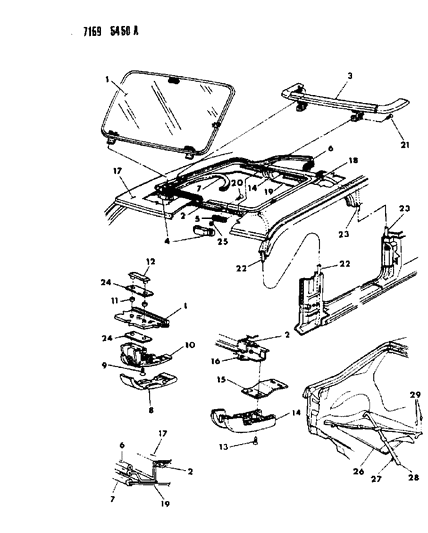 1987 Chrysler LeBaron Premium Sunroof Diagram