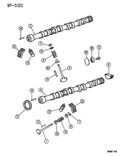 1995 Dodge Neon Camshaft & Valves Diagram 1