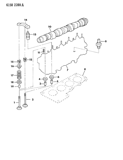 1986 Chrysler LeBaron Camshaft & Valves Diagram 2