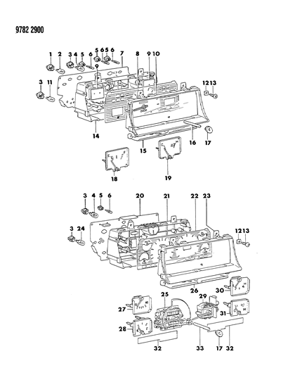 1989 Dodge Ram 50 Cluster, Instrument Panel Diagram