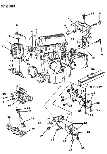 1992 Chrysler Town & Country Engine Mounting Diagram 1