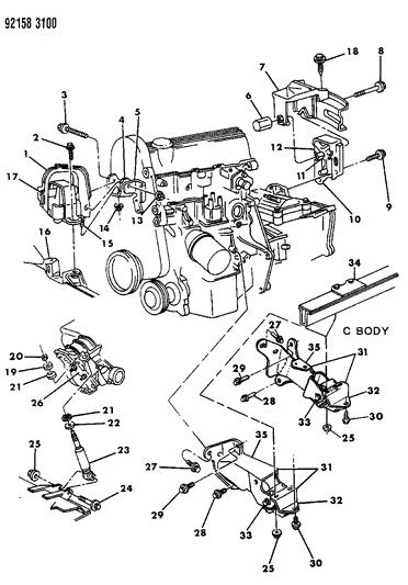 1992 Chrysler LeBaron Engine Mounting Diagram 2