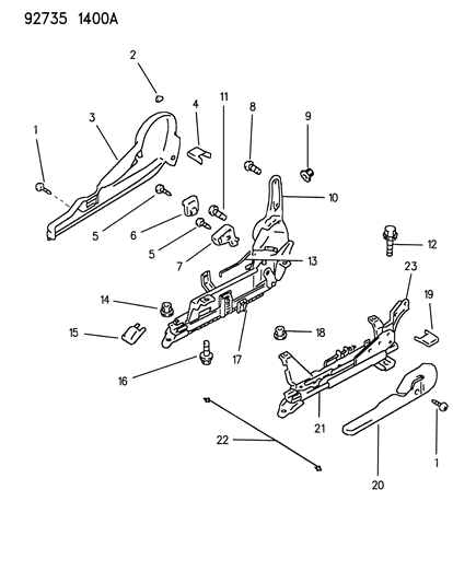 1994 Dodge Colt Seat Adjuster Diagram 2