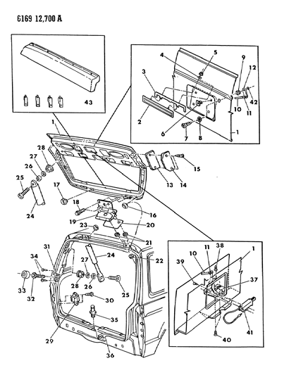 1986 Dodge Caravan Handle Assembly , LiftGate Diagram for 4328159