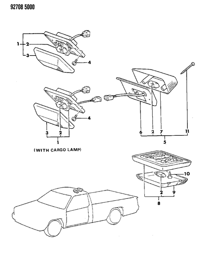 1993 Dodge Ram 50 Lamp - Dome Diagram