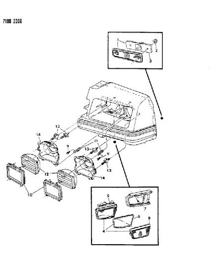 1987 Dodge Omni Lamps - Front Diagram 1