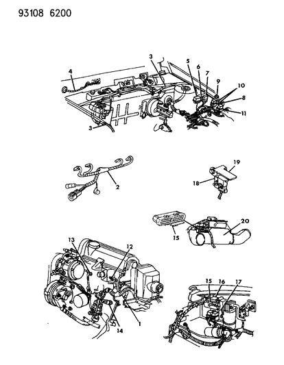 1993 Chrysler LeBaron Sedan Wiring - Engine & Related Parts Diagram