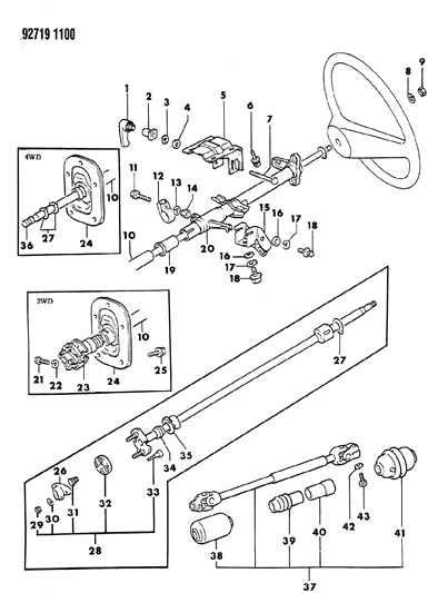1992 Dodge Ram 50 Column, Steering Diagram