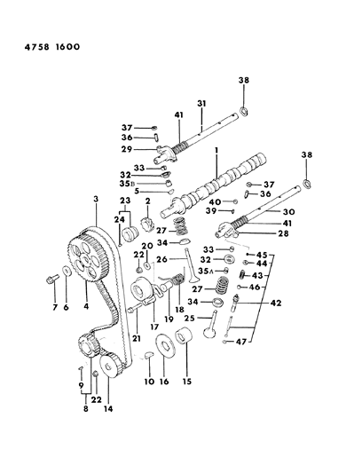 1984 Dodge Colt Camshaft & Valves Diagram 3