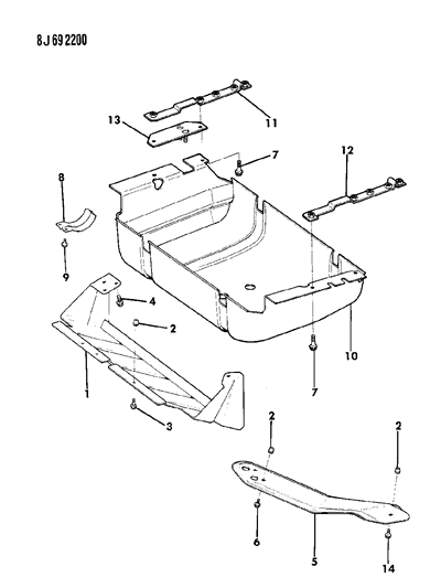 1988 Jeep Cherokee Plate-Front Axle SKID Diagram for 82200613