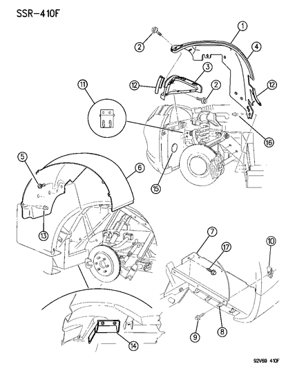 1992 Dodge Viper Shield-Splash Rear Lower- Right Diagram for 4642760