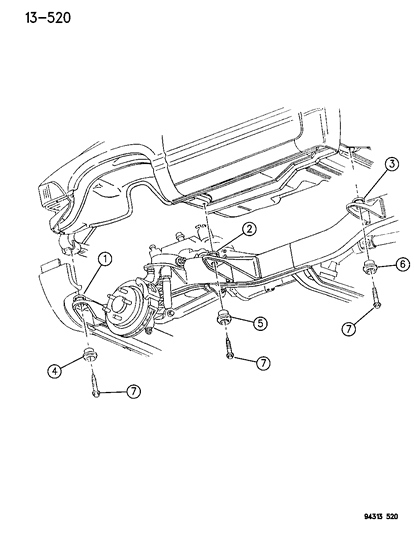 1995 Dodge Ram 3500 Body Hold Down & Front End Mounting Diagram