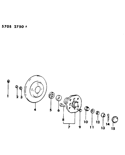 1985 Dodge Conquest Brake Disc & Bearings, Front Diagram