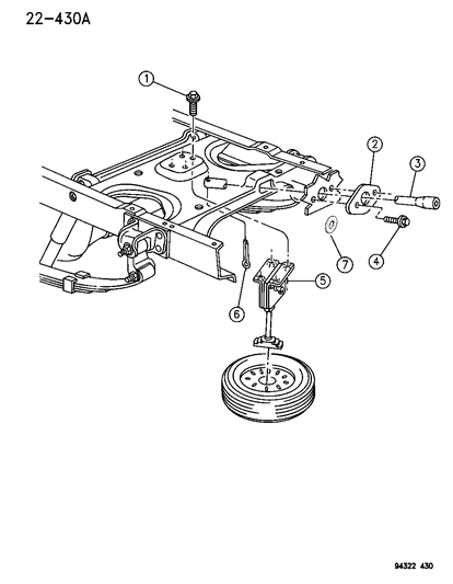 1995 Dodge Ram 2500 Spare Wheel, Underbody Mounting Diagram