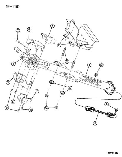 1996 Dodge Viper Column Assembly & Mounting Diagram 2