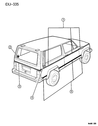 1994 Jeep Cherokee Decals & Tape Stripes Diagram 2