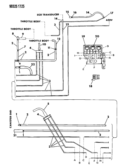 1991 Dodge Ramcharger Emission Control Vacuum Harness Diagram 1